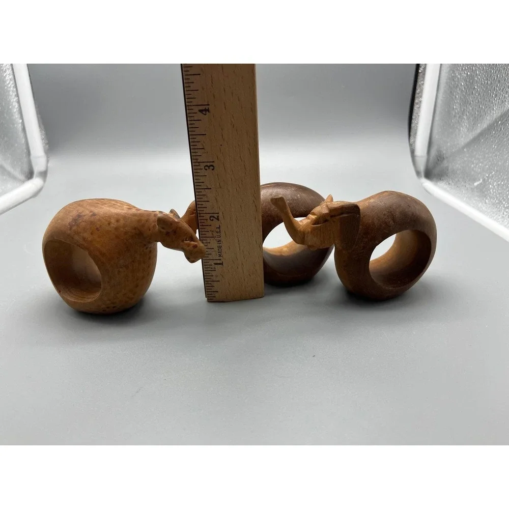 Lot 5 African Safari Animal Napkin Wooden Ring Holder Handmade Fair‎ Trade